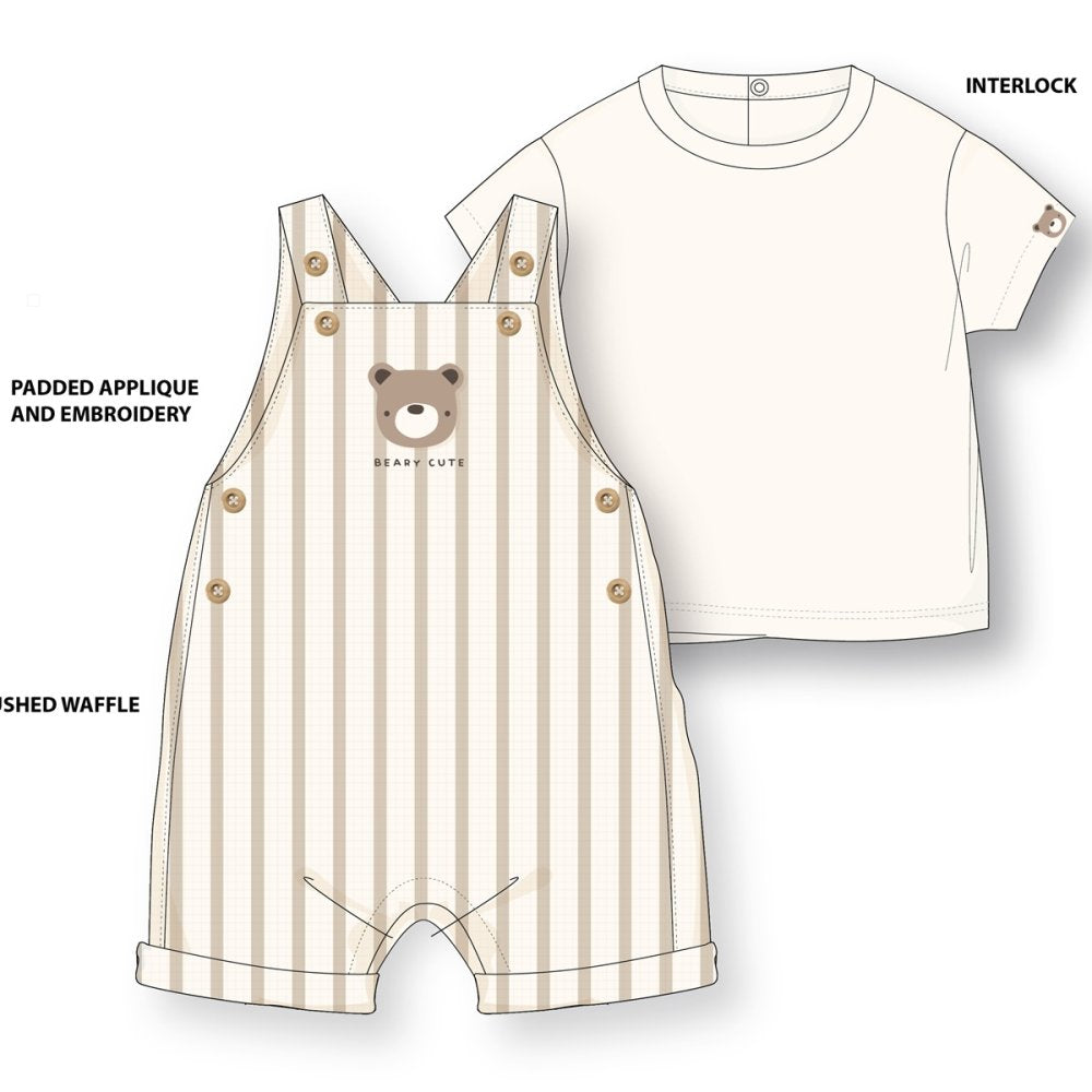 Beige Dungaree & T Shirt Set - Little Moo Baby