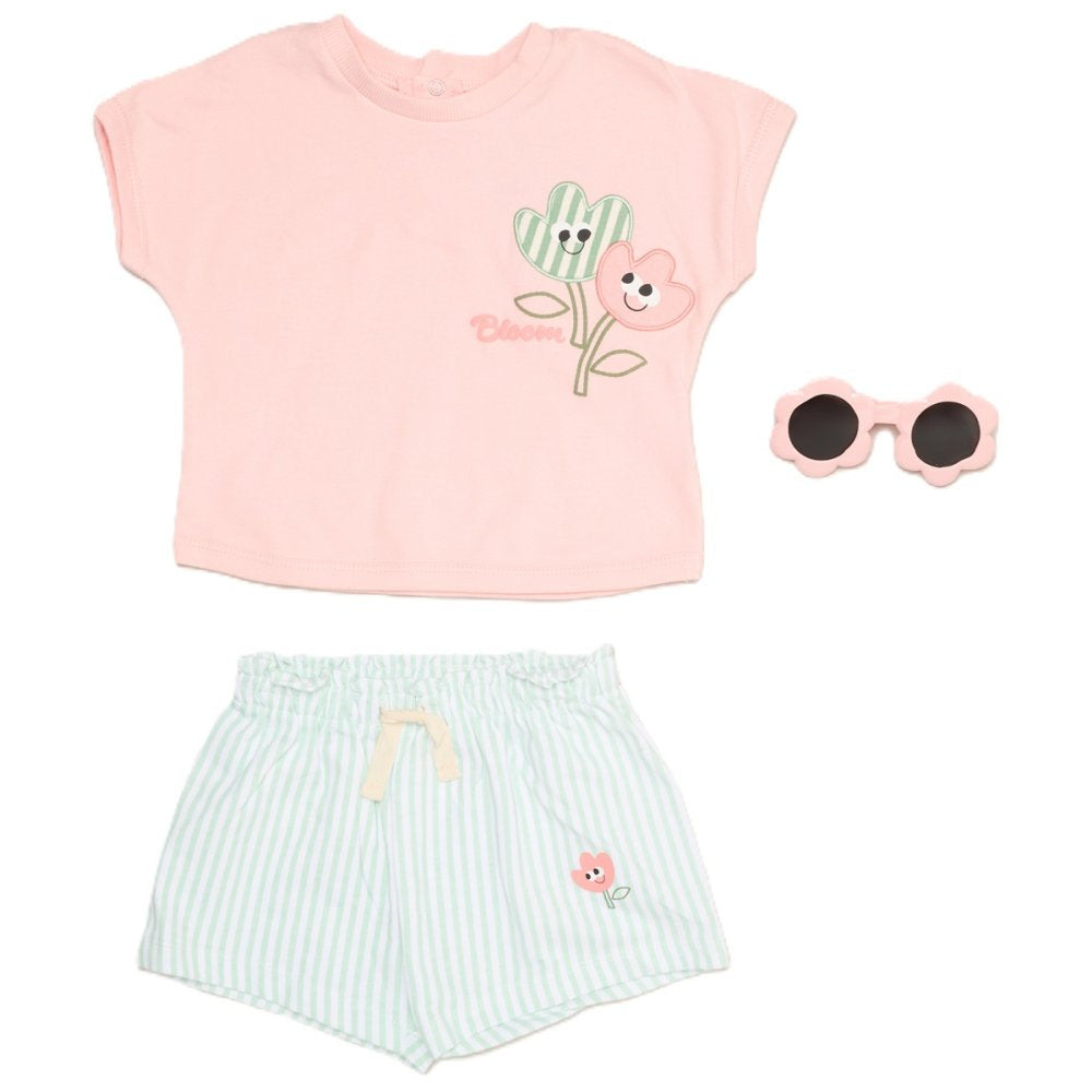Pink T-Shirt, Shorts & Sunglasses Set - Little Moo Baby
