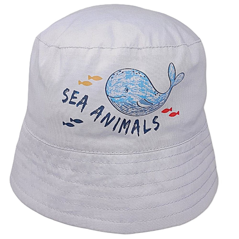 White Sea Life Print Revisable Bucket Hat