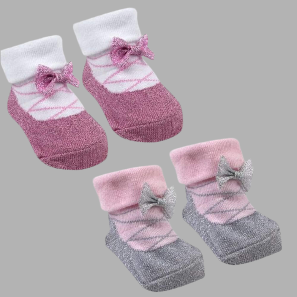 Pink/White Baby Socks with Gift Bag