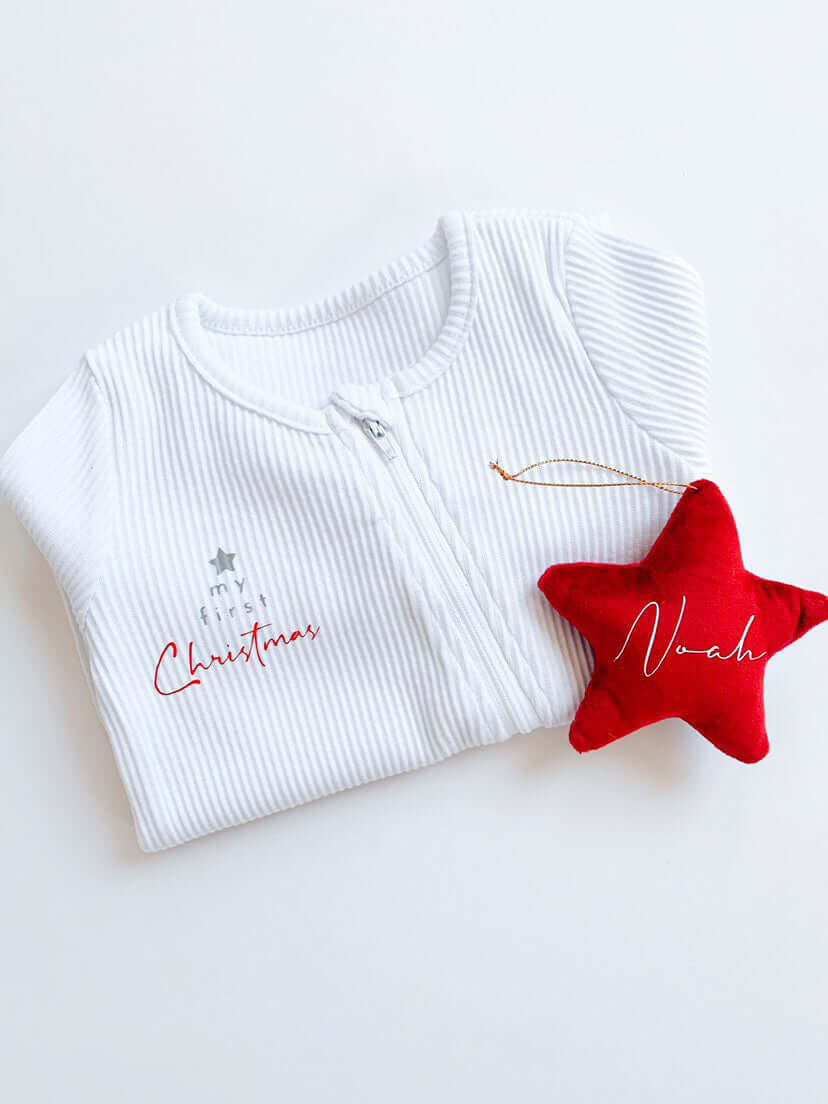 My First Christmas Zipped Romper - Little Moo Baby