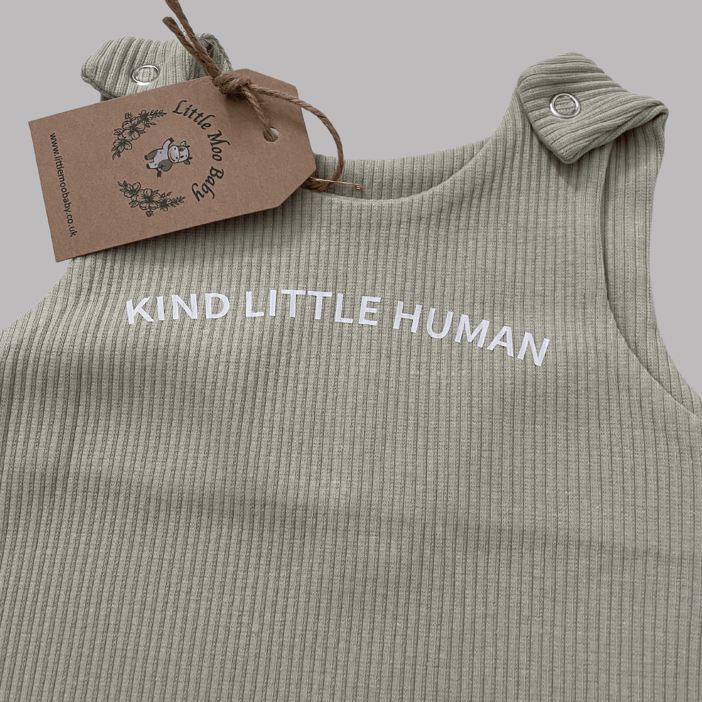 Sage Kind Little Human Ribbed Dungarees