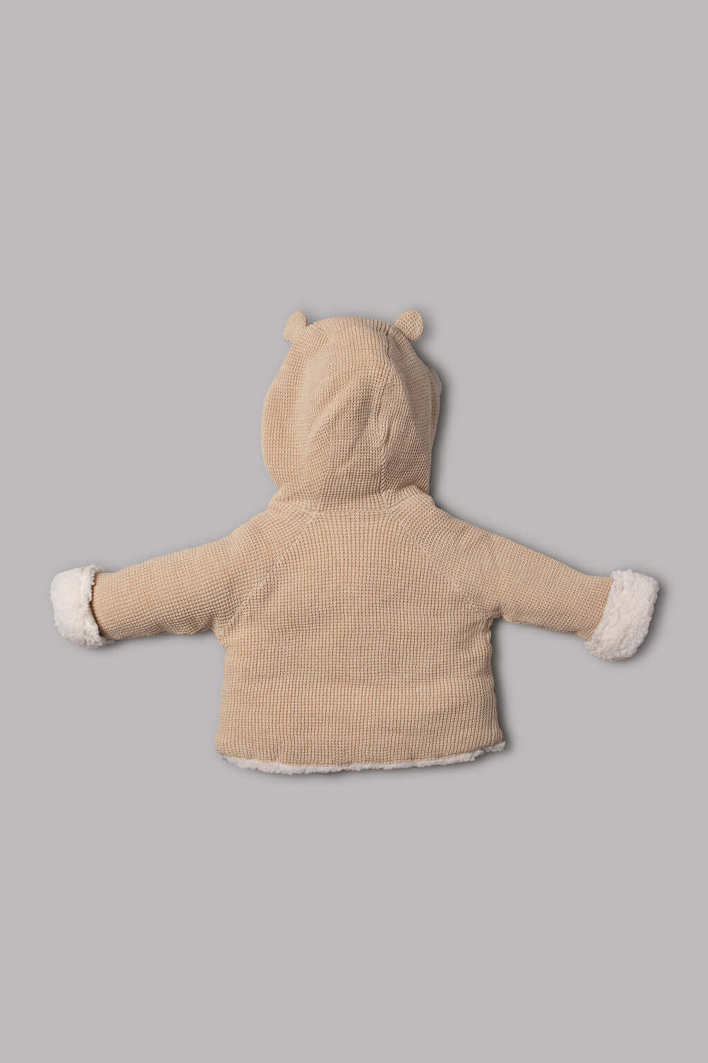 Beige Sherpa Lined Hooded Jacket