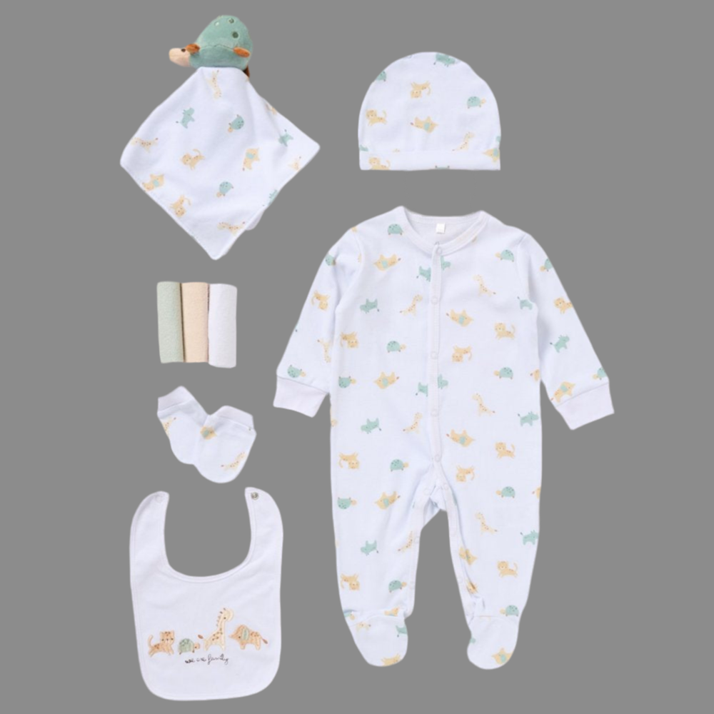 White 8 Piece Turtle Gift Set - Little Moo Baby