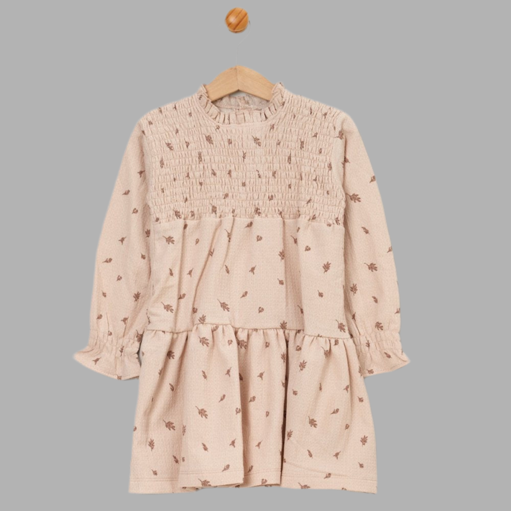 Brown/ Beige Borg Jacket & Dress Set