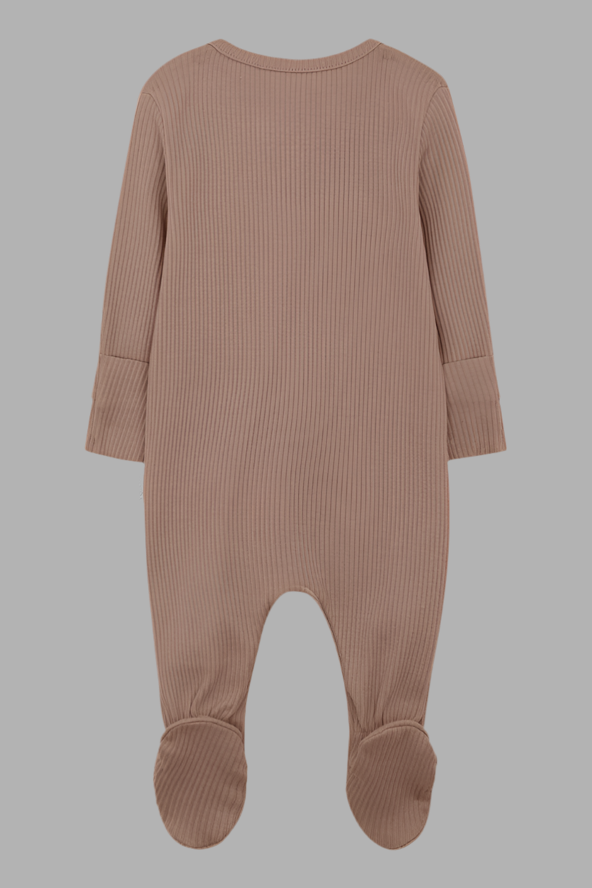 Biscuit Ribbed Zipped Romper - Little Moo Baby