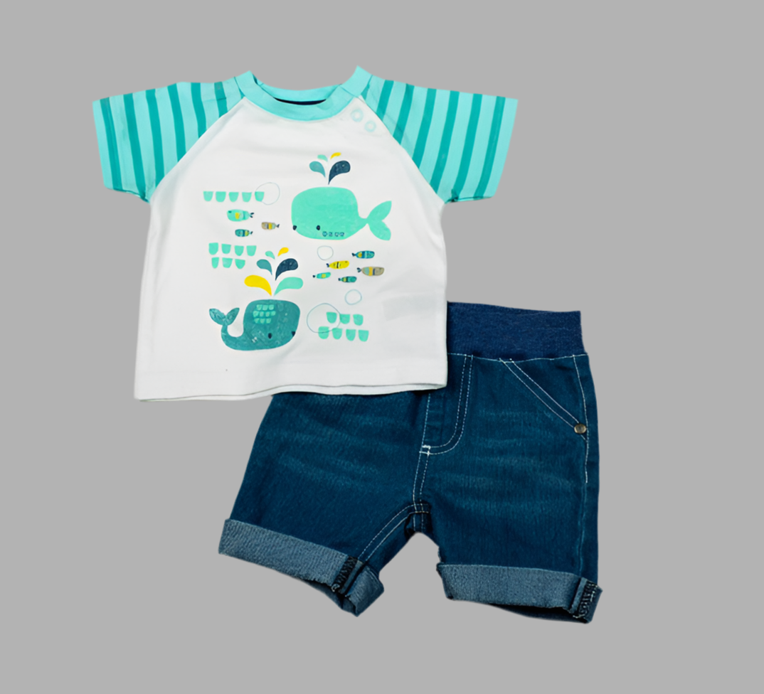 Aqua T Shirt & Shorts Set - Little Moo Baby