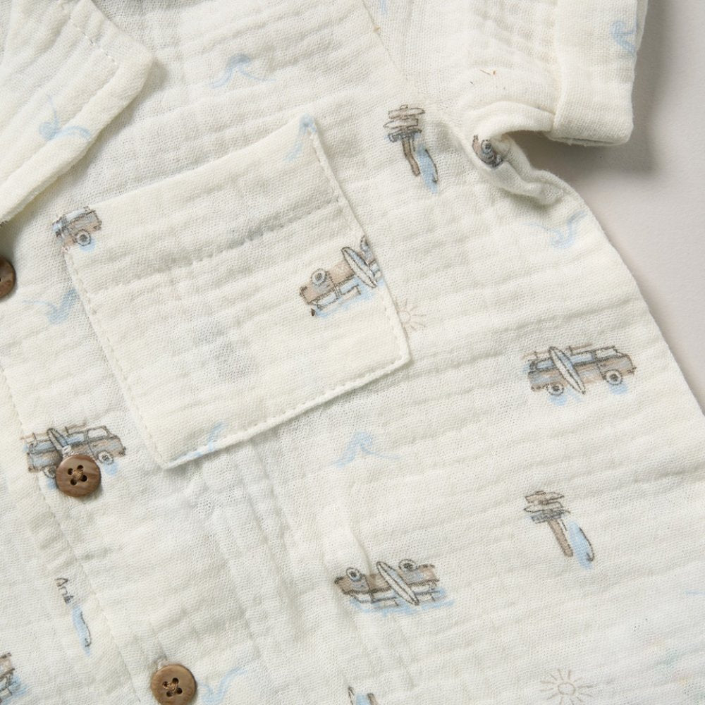 Cream Shirt Shorts & Hat Set - Little Moo Baby
