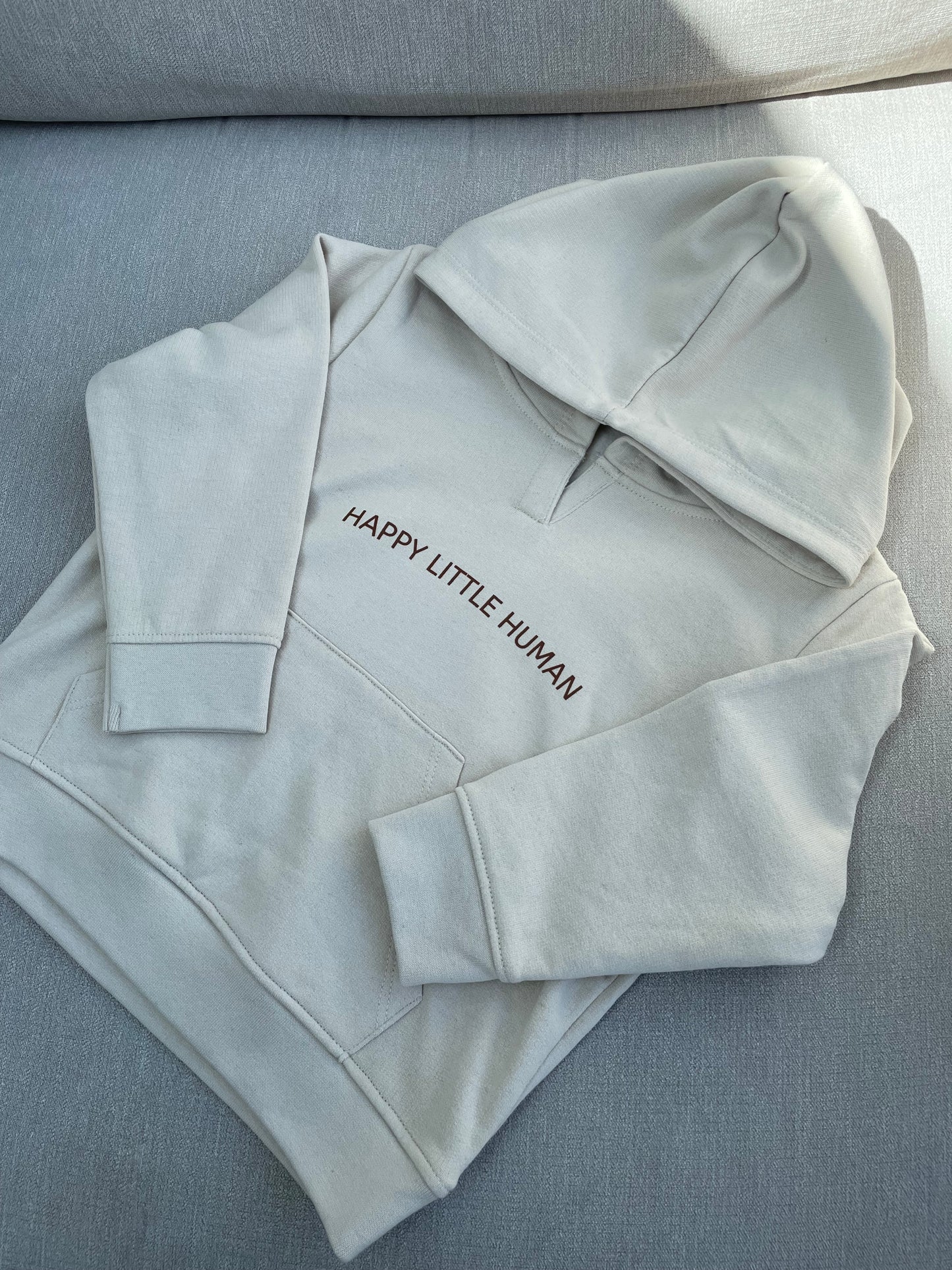 Stone Happy Little Human Recycled Hoodie - Little Moo Baby