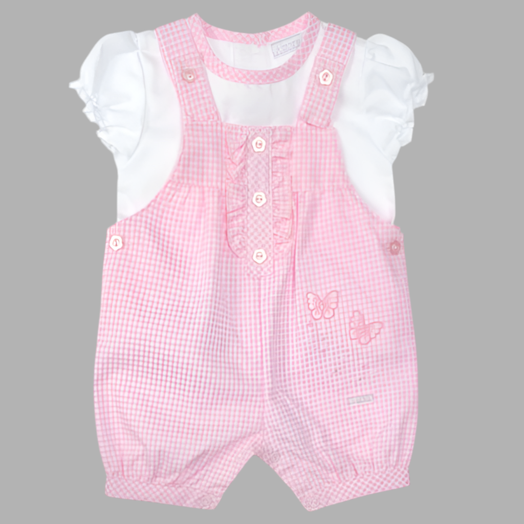 Pink Baby Dungarees & Top Set - Little Moo Baby