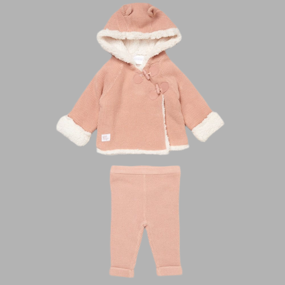 Pink Knitted Jacket & Trousers - Little Moo Baby