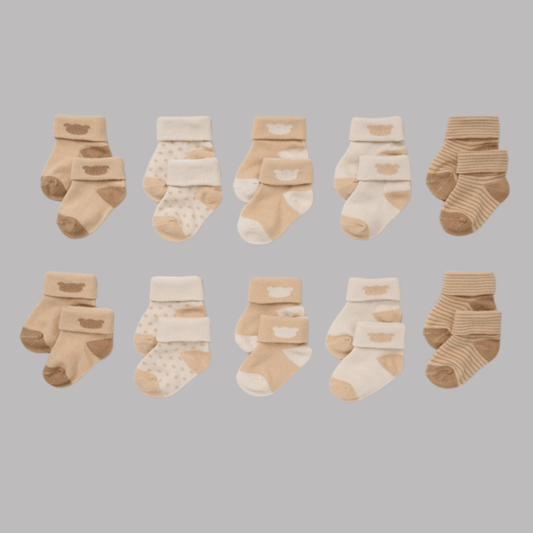 Beige Soft Baby Ankle Socks - 10-Pack - Little Moo Baby