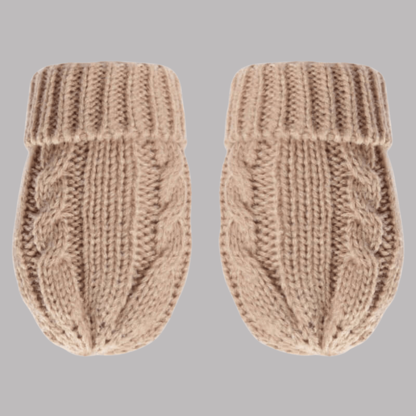 Beige Cable Knit Mittens