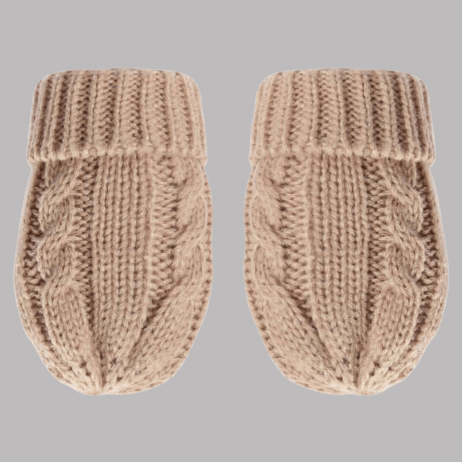 Beige Cable Knit Mittens - Little Moo Baby