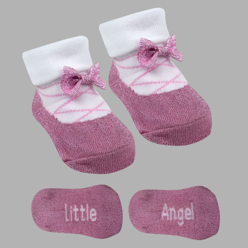 Pink/White Baby Socks with Gift Bag