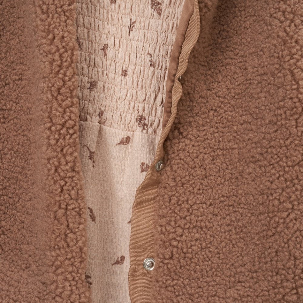 Brown/ Beige Borg Jacket & Dress Set