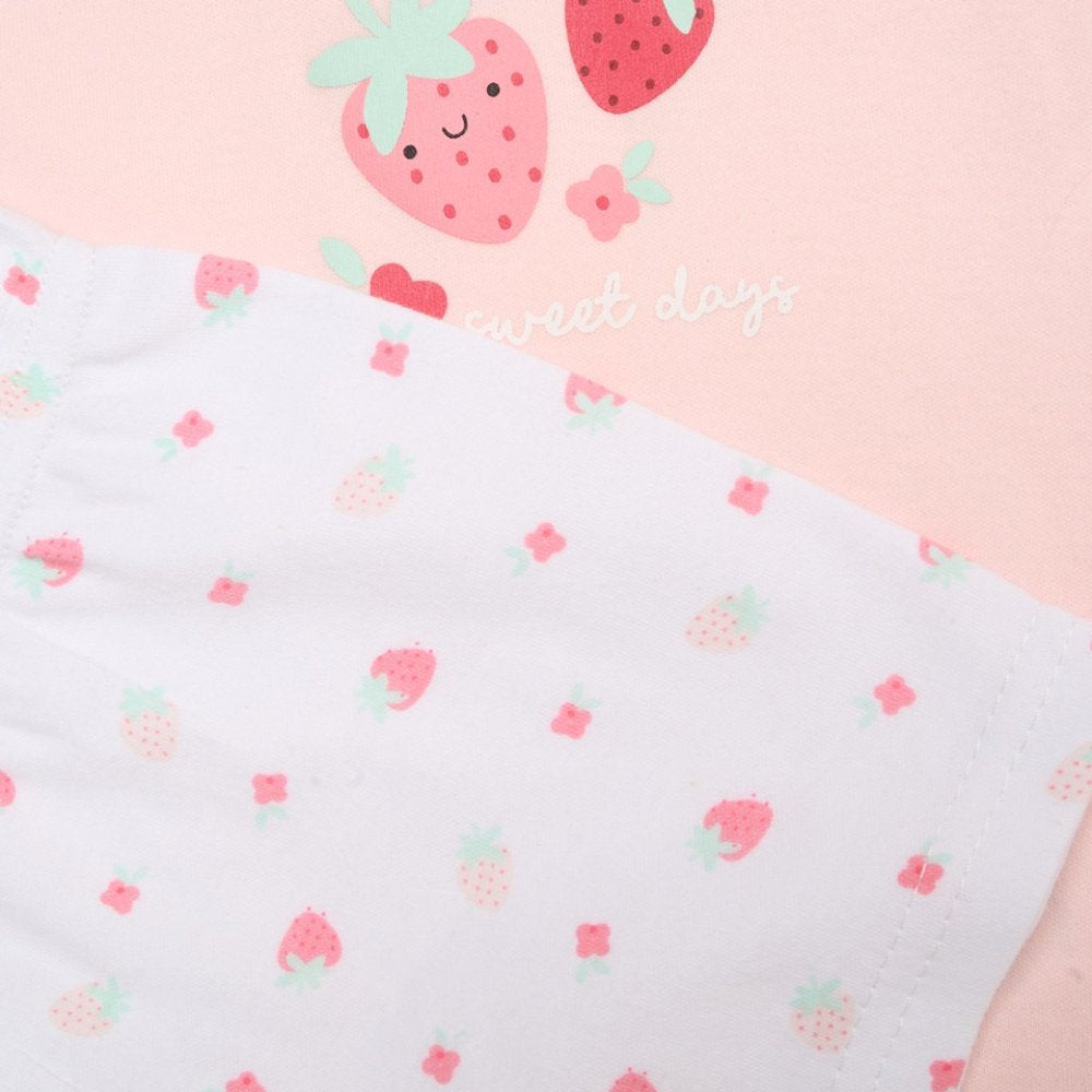 Pink Strawberry T Shirt Shorts & Toy Set - Little Moo Baby
