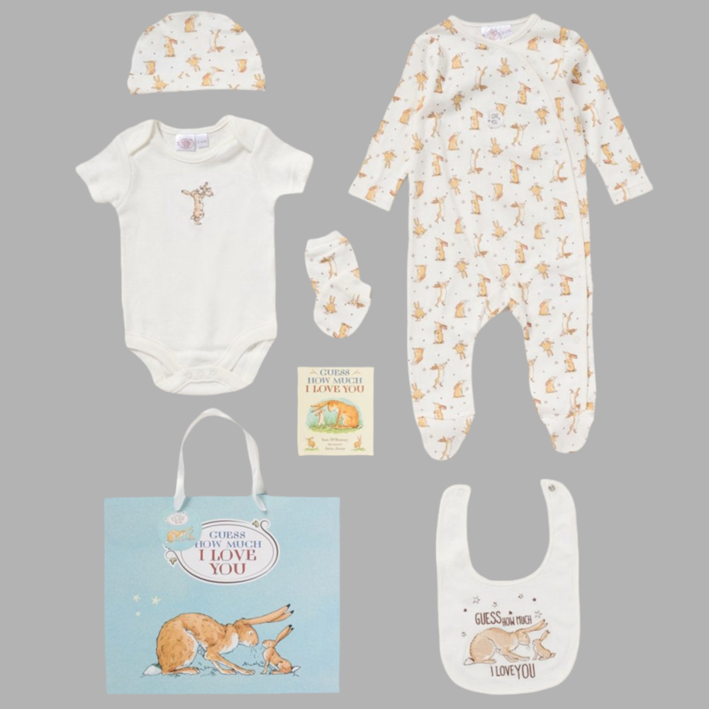 Cream Six Piece Bunny Baby Gift Set - Little Moo Baby