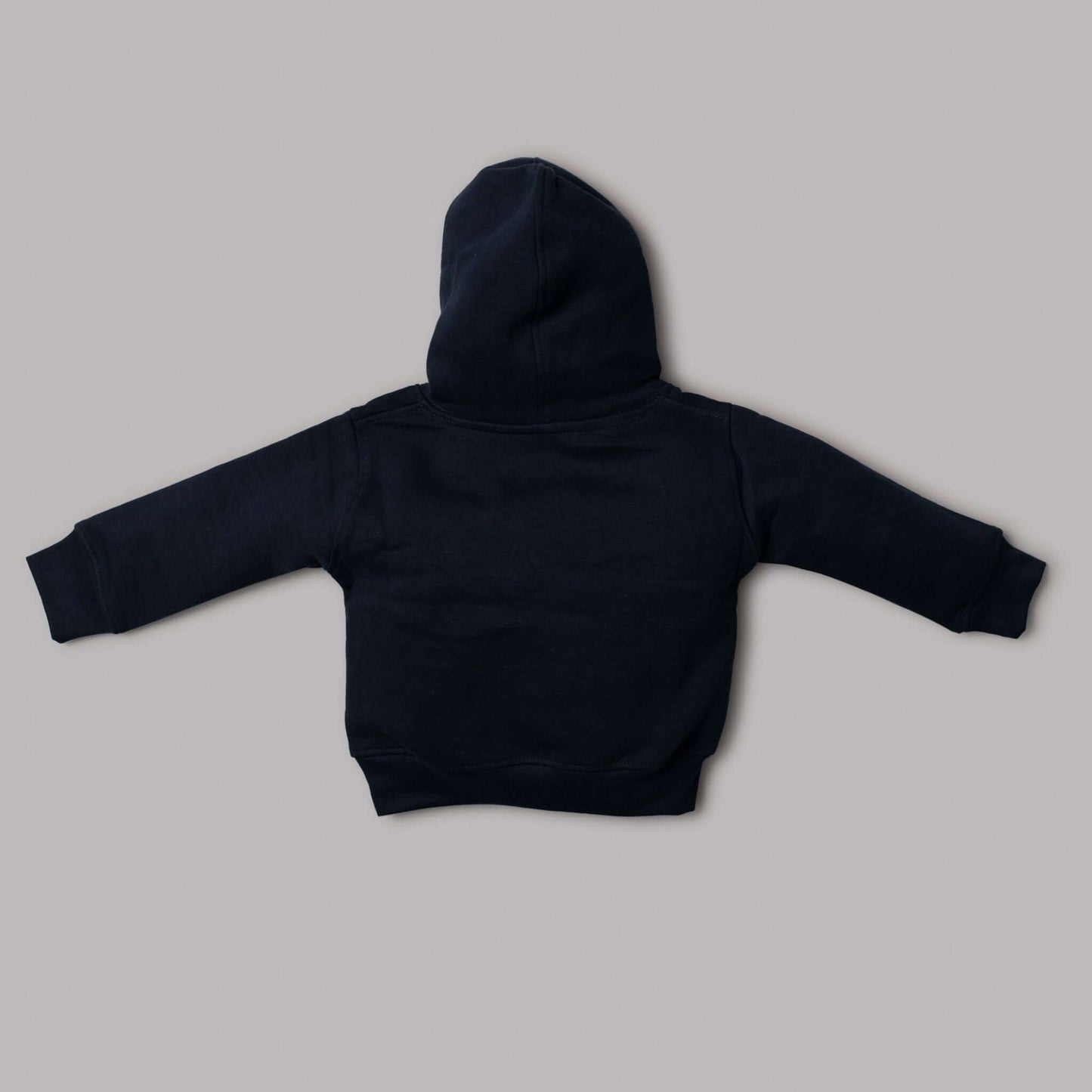 Back view Hoodie “Happy Little Human” Navy - Little Moo Baby