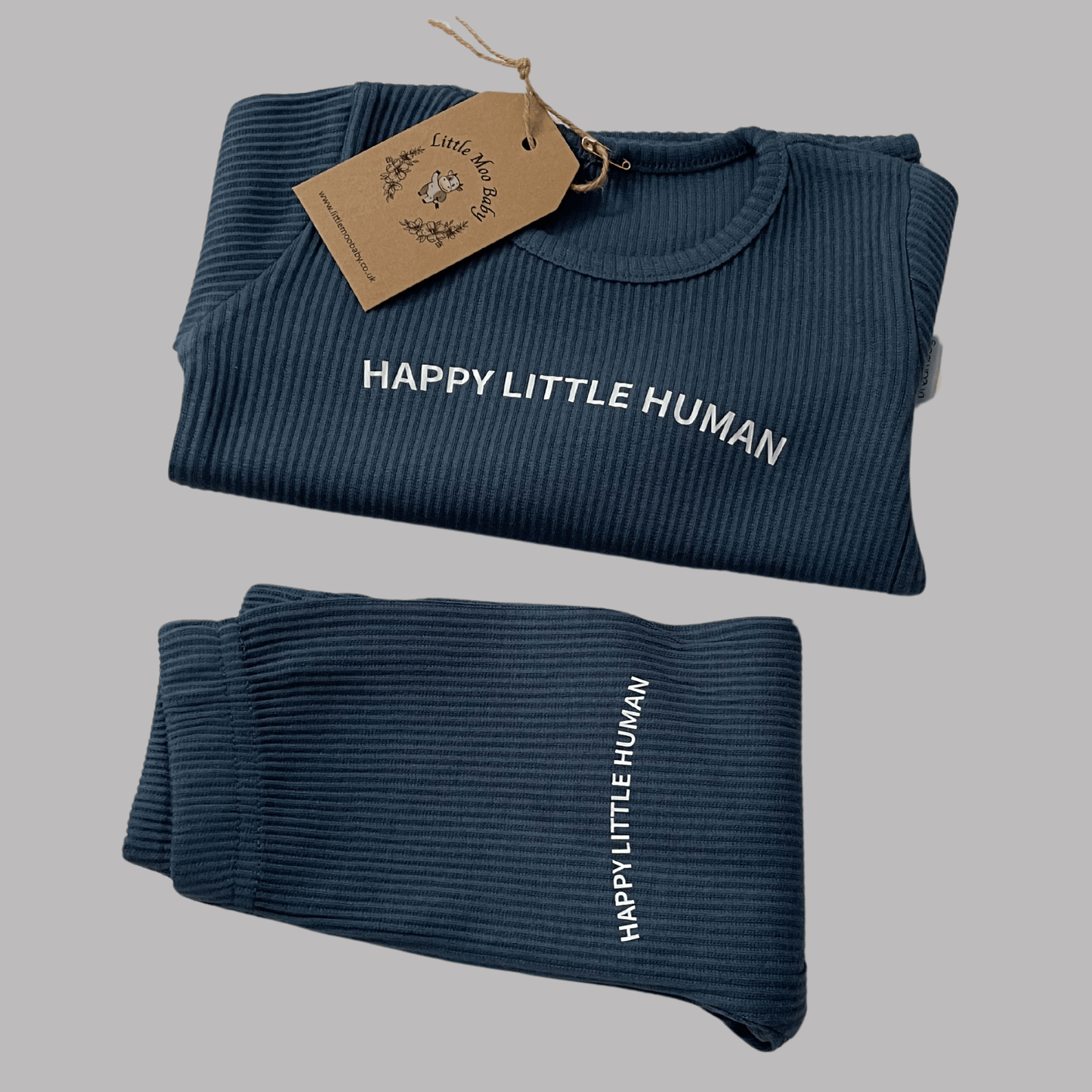 Midnight Blue Happy Little Human Loungewear Set - Little Moo Baby