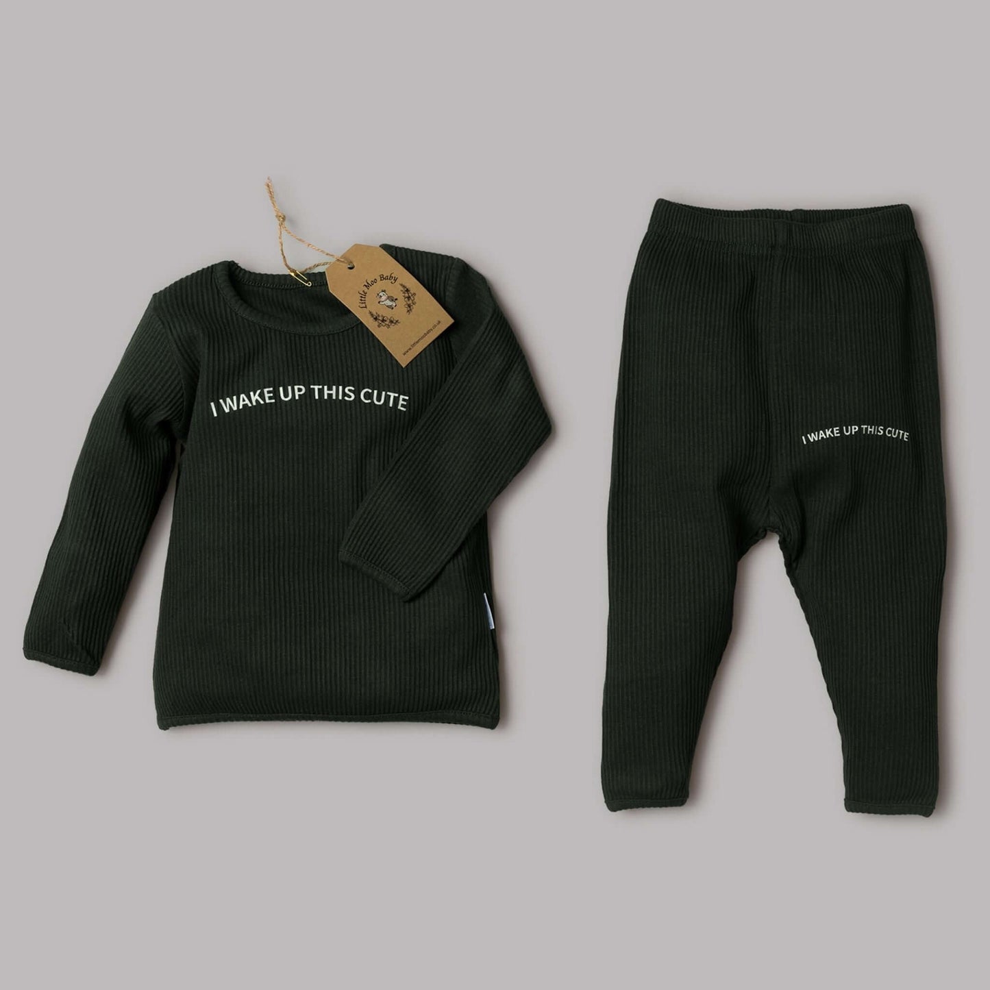 Loungewear “I Wale Up This Cute” Pine - Little Moo Baby