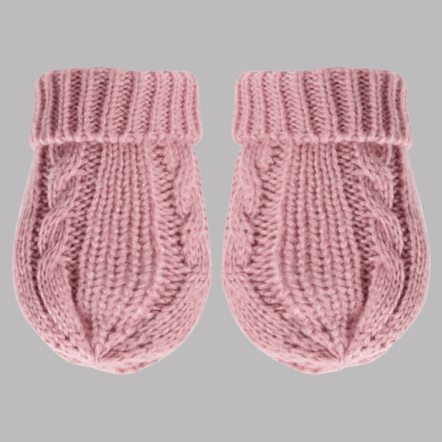 Pink Cable Knit Mittens