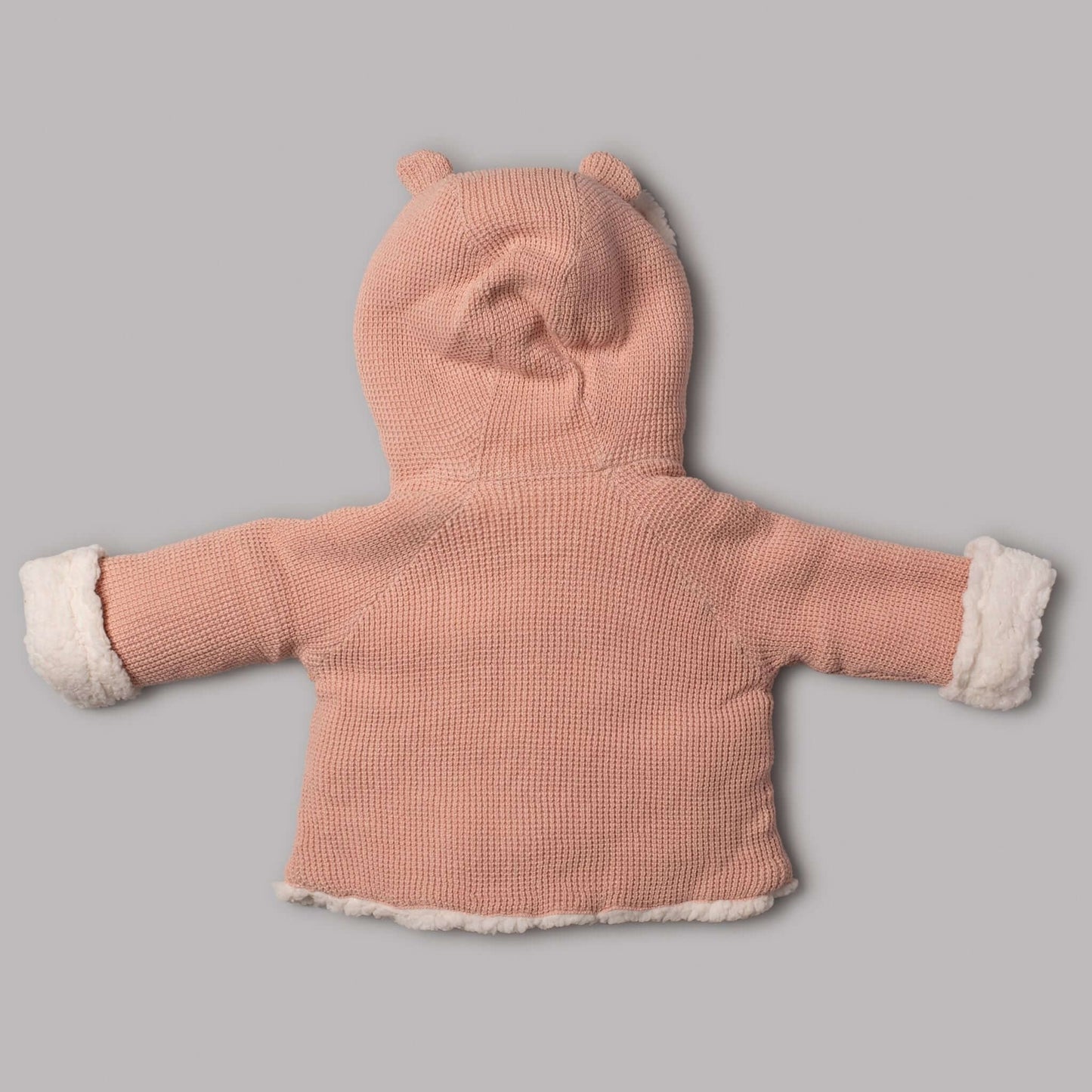 Back view Pink Sherpa Lined Hooded Jacket - Little Moo Baby
