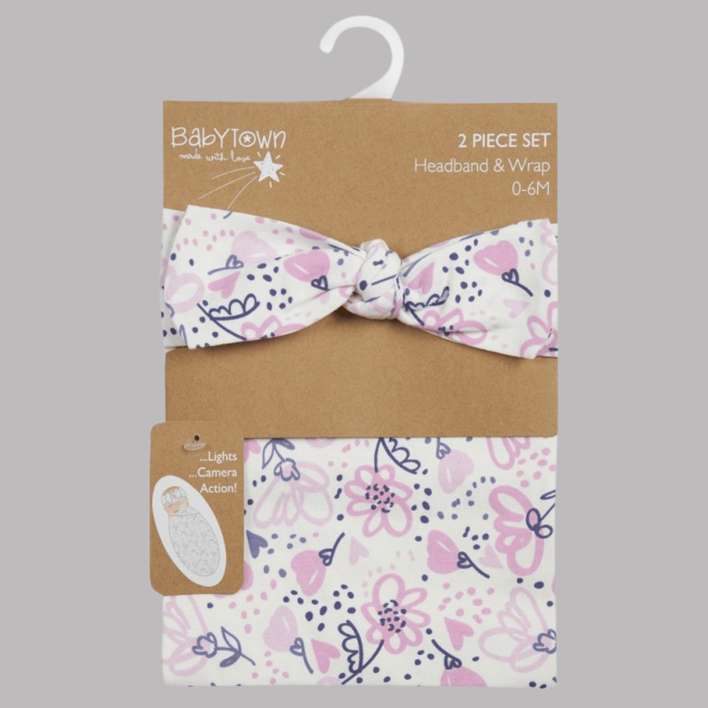 Pink Soft Cotton Headband & Swaddle Set
