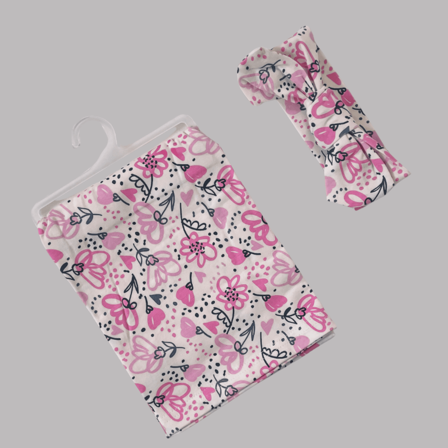 Pink Soft Cotton Headband & Swaddle Set