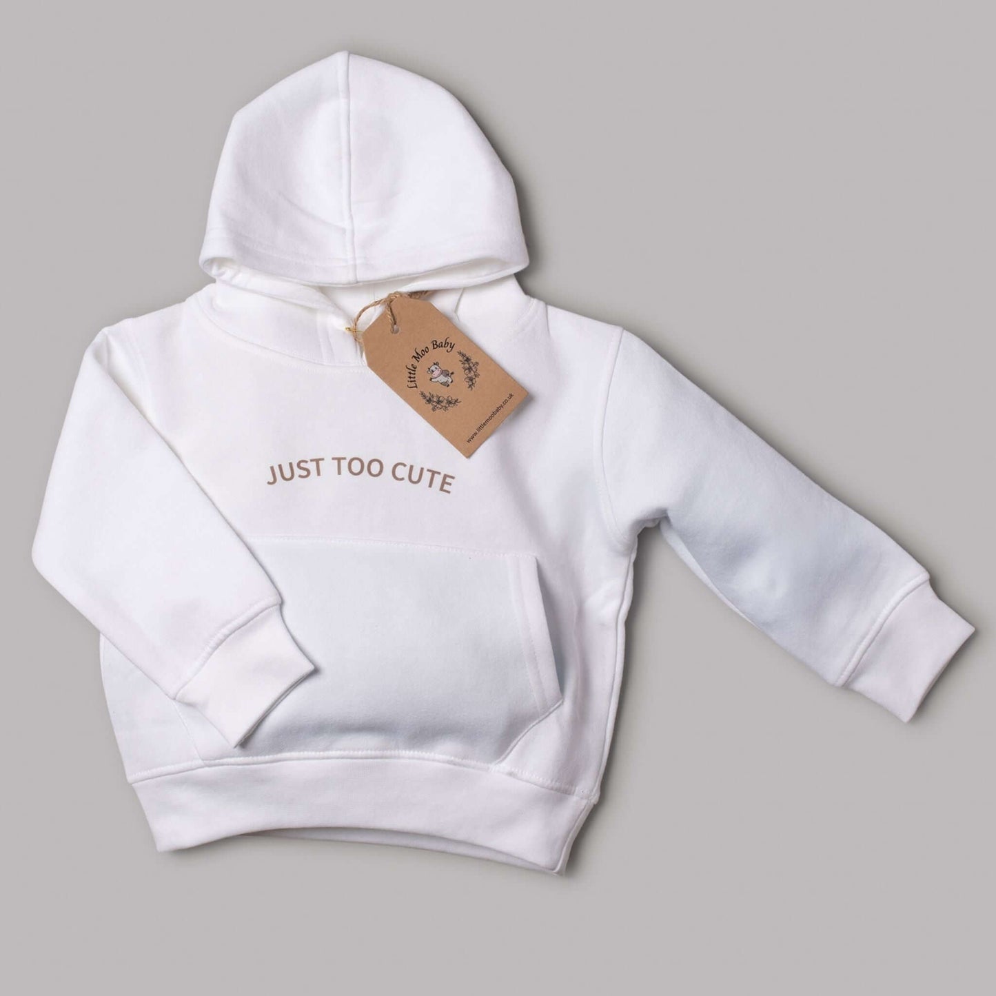 White Just Too Cute Hoodie - Little Moo Baby