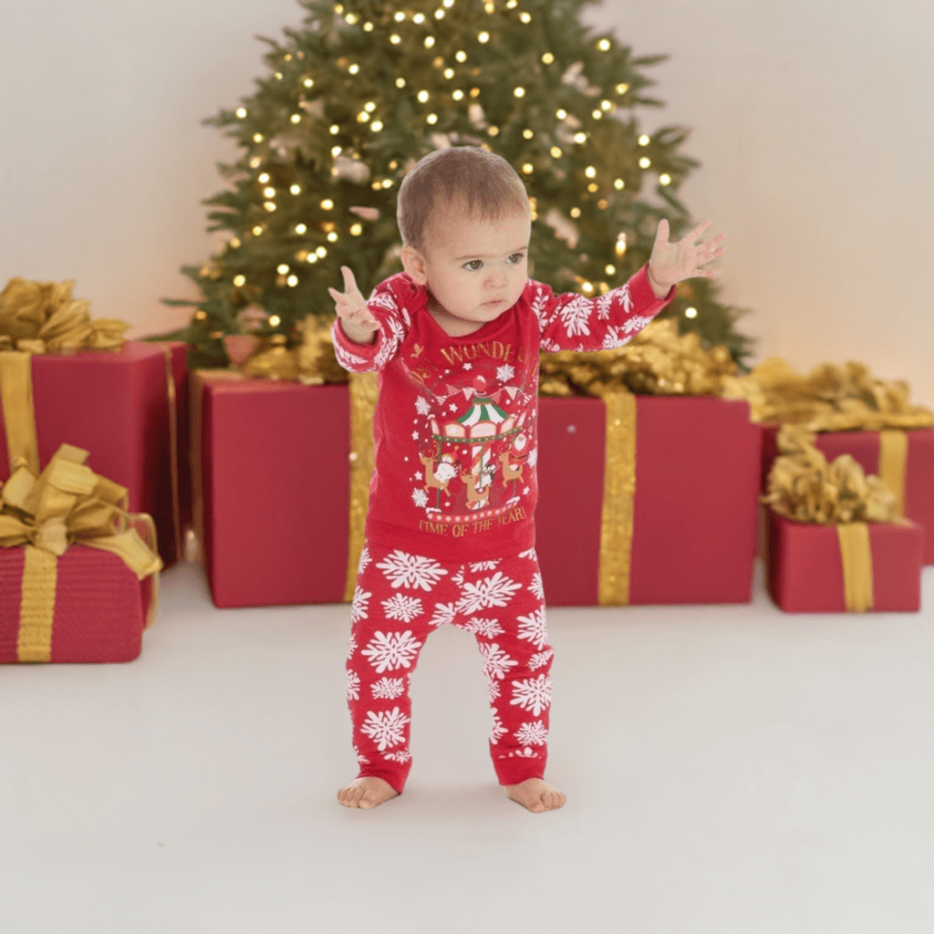 Red Christmas Pyjamas Most Wonderful Time Of The Year - Little Moo Baby