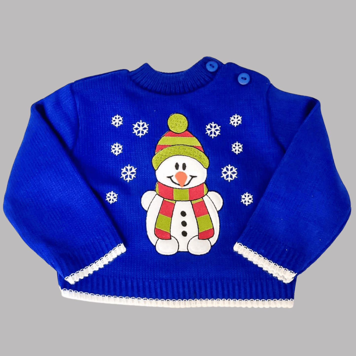 Blue Christmas Snowman Jumper