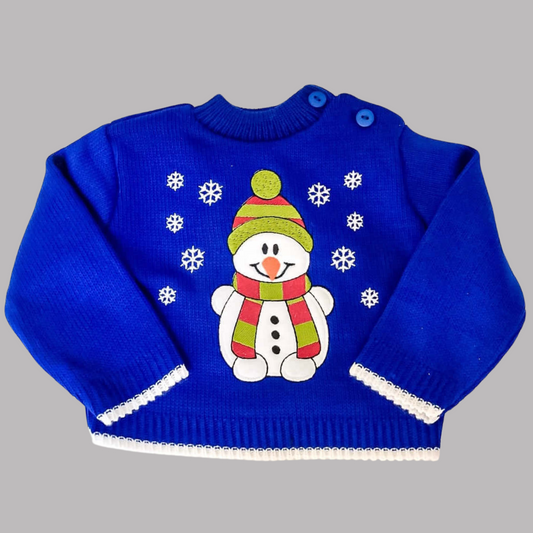 Blue Christmas Snowman Jumper