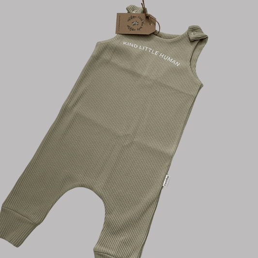 Sage Kind Little Human Ribbed Dungarees