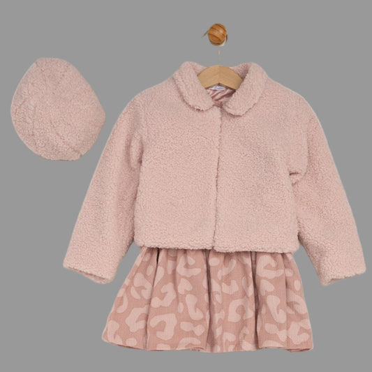 Pink 3 Piece Borg Jacket Set - Little Moo Baby
