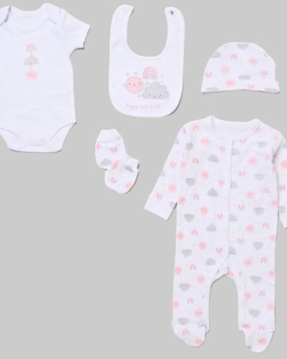 Pink Happy Little Baby 5 Piece Set - Little Moo Baby