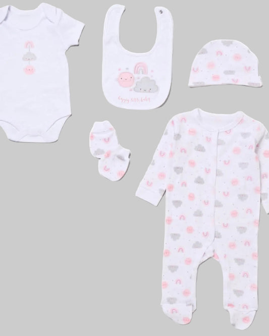 Pink Happy Little Baby 5 Piece Set - Little Moo Baby
