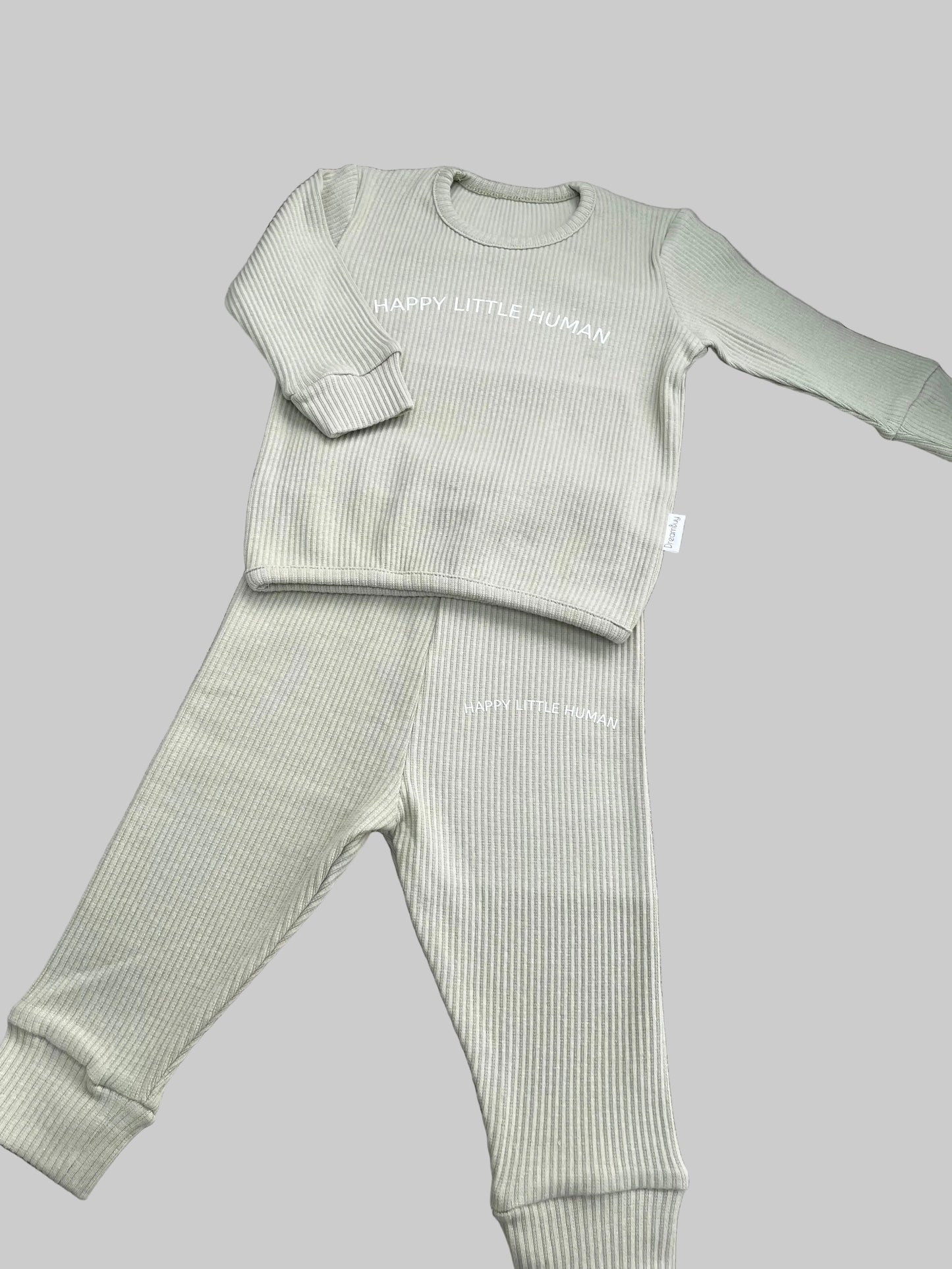 Sage Happy Little Human Loungewear Set - Little Moo Baby