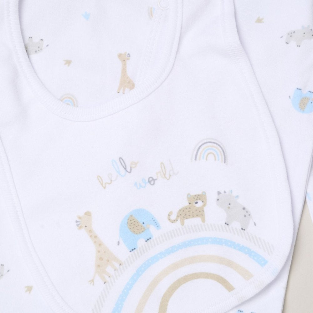 White Hello World Animal 5 Piece Set - Little Moo Baby