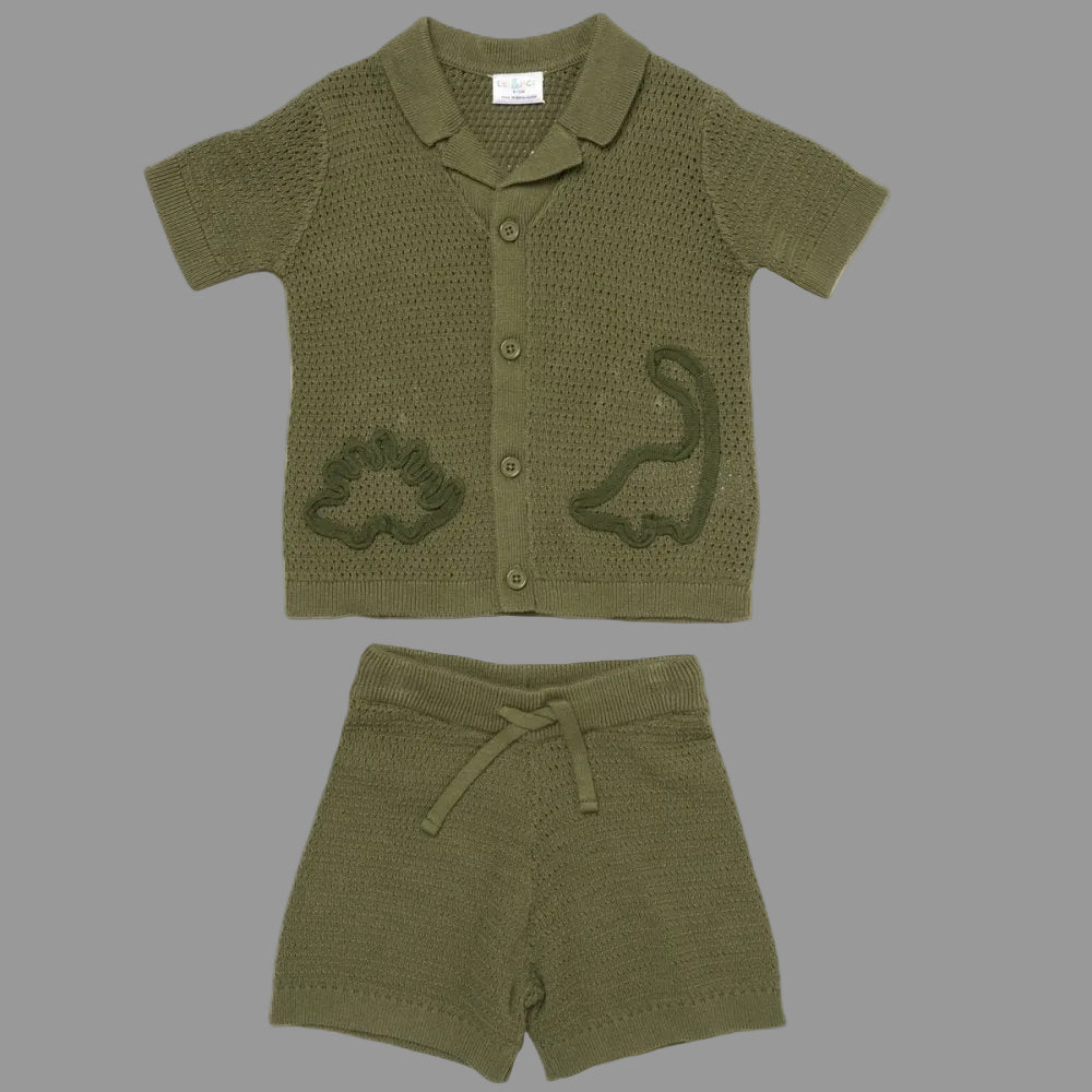 Baby True Knit Shorts & Shirt Dinosaur Motive - Little Moo Baby