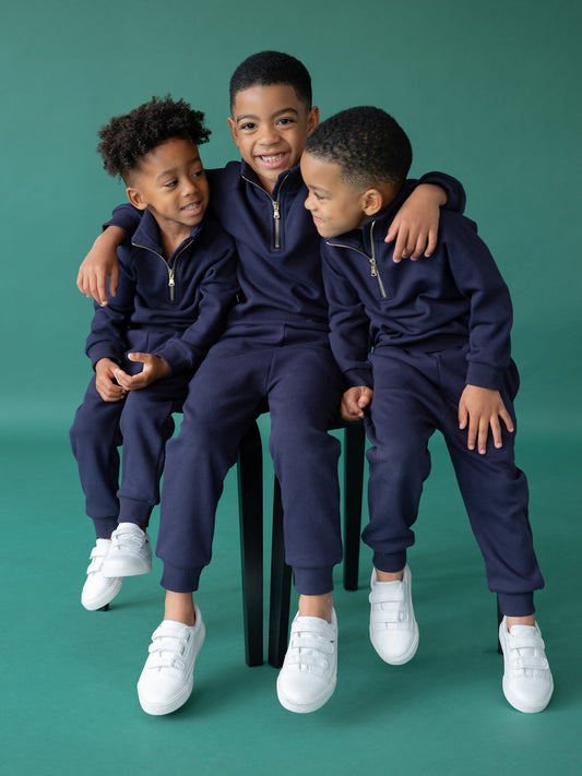 Ribbed Fleeced Track Suit Navy