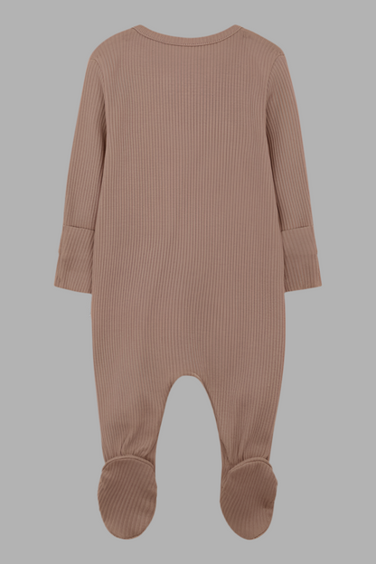 Biscuit Ribbed Zipped Romper - Little Moo Baby