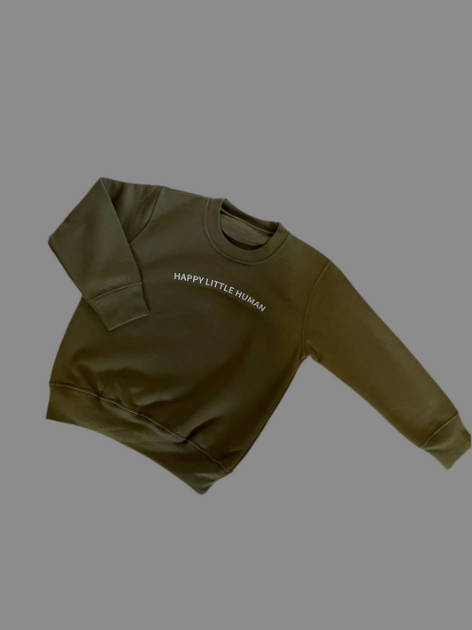 Khaki Happy Little Human Sweatshirt