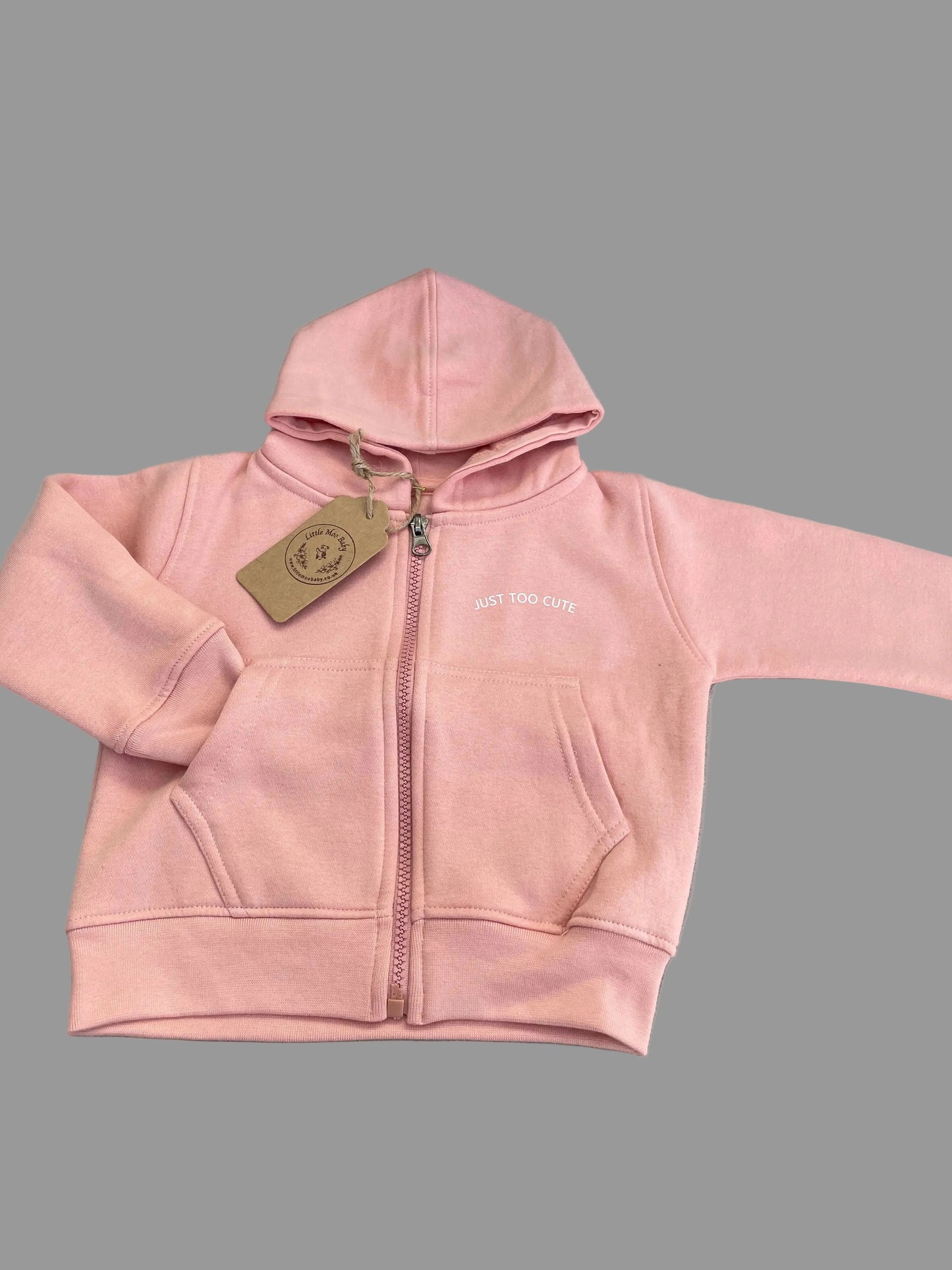 Dusky Pink Just Too Cute Zipped Hoodie