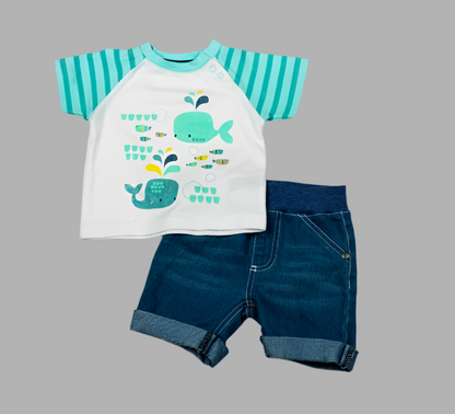 Aqua T Shirt & Shorts Set - Little Moo Baby
