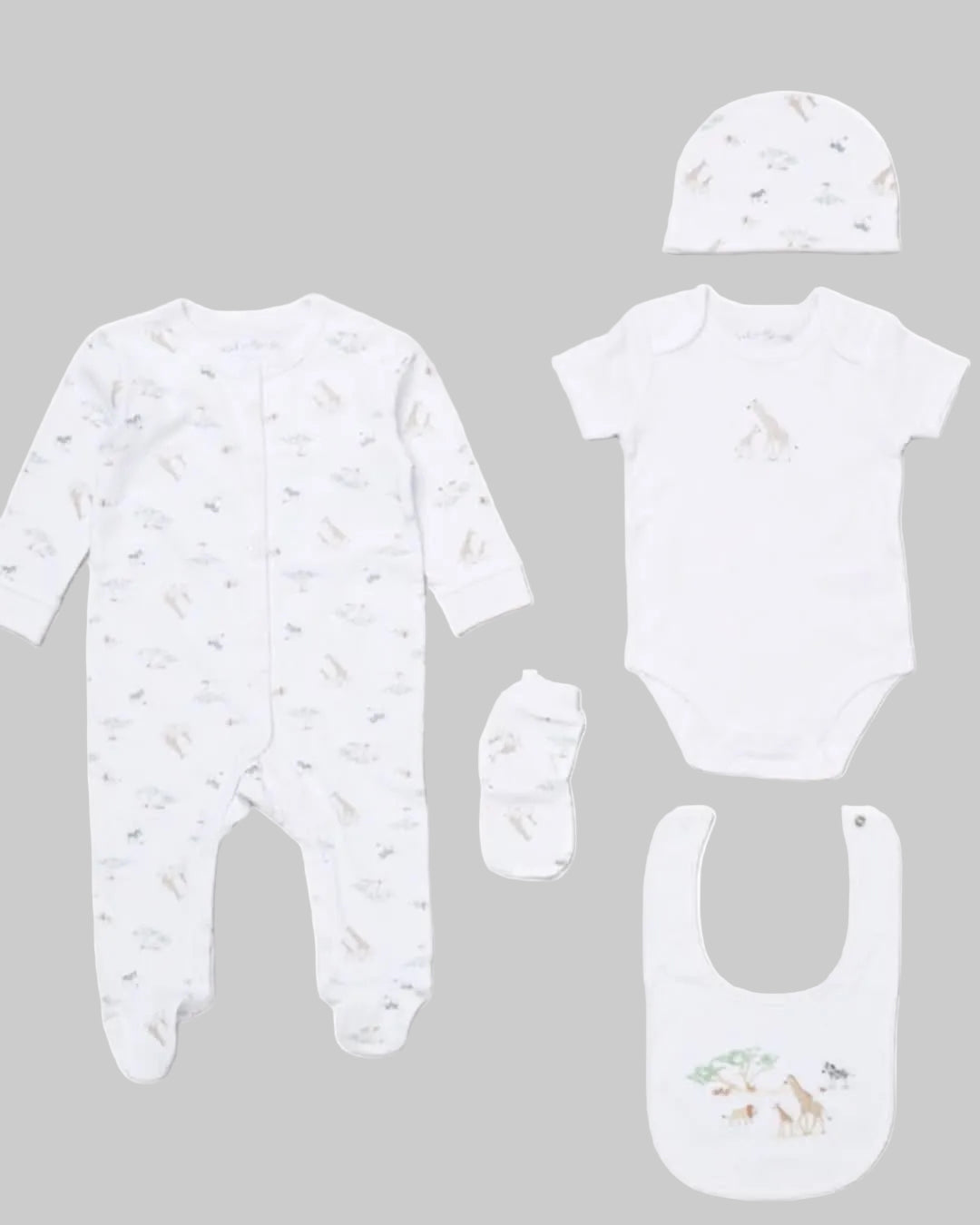White Safari 5 Piece Gift Set - Little Moo Baby
