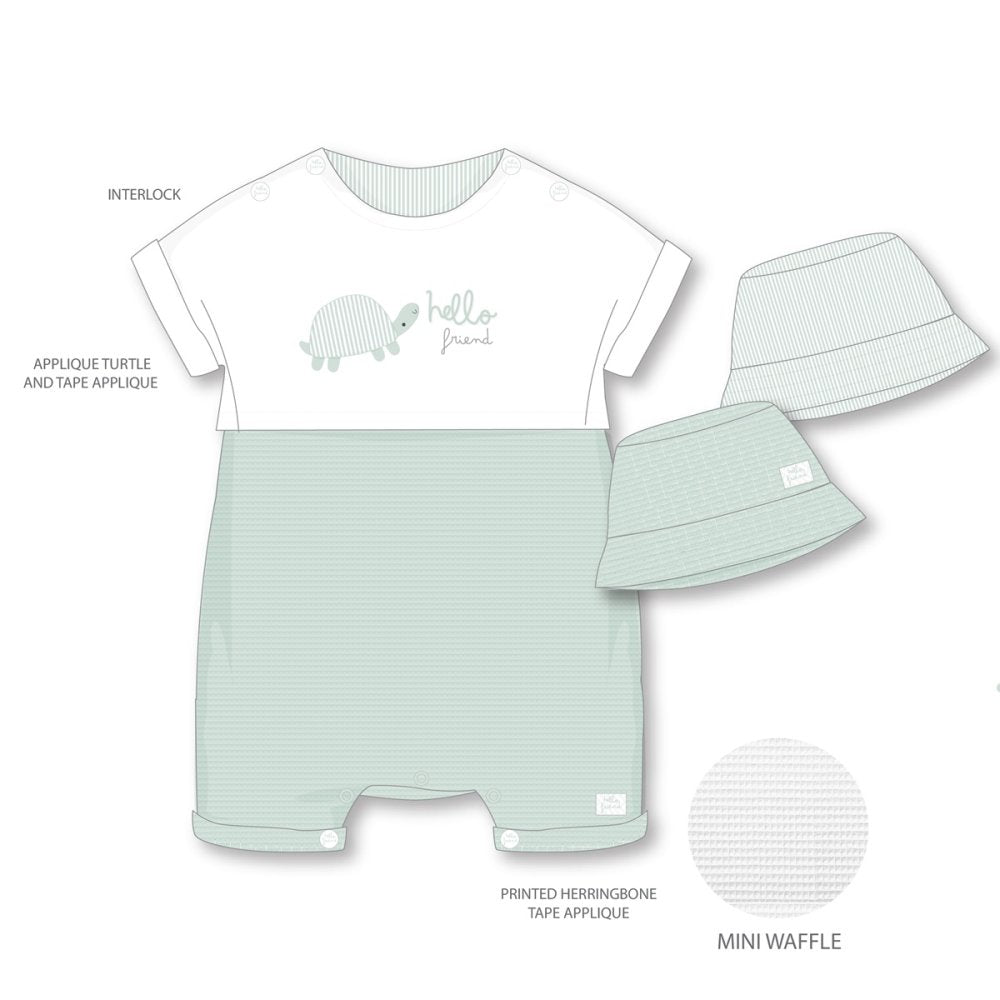 Sage Waffle Romper & Hat - Little Moo Baby