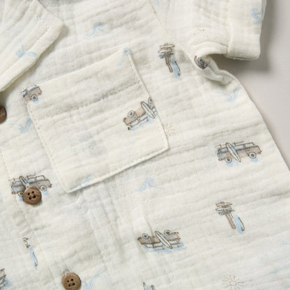 Cream Shirt Shorts & Hat Set - Little Moo Baby