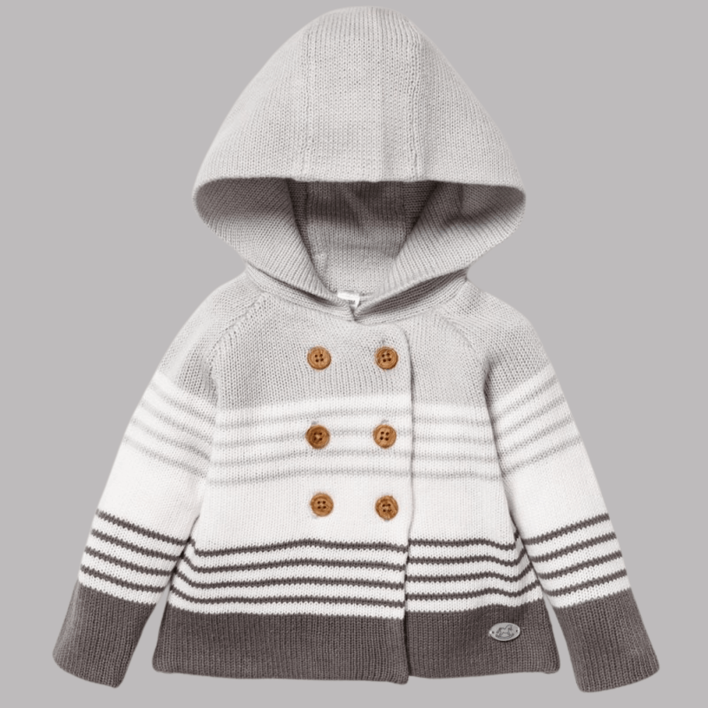 Grey Double Breasted Striped Baby Jacket