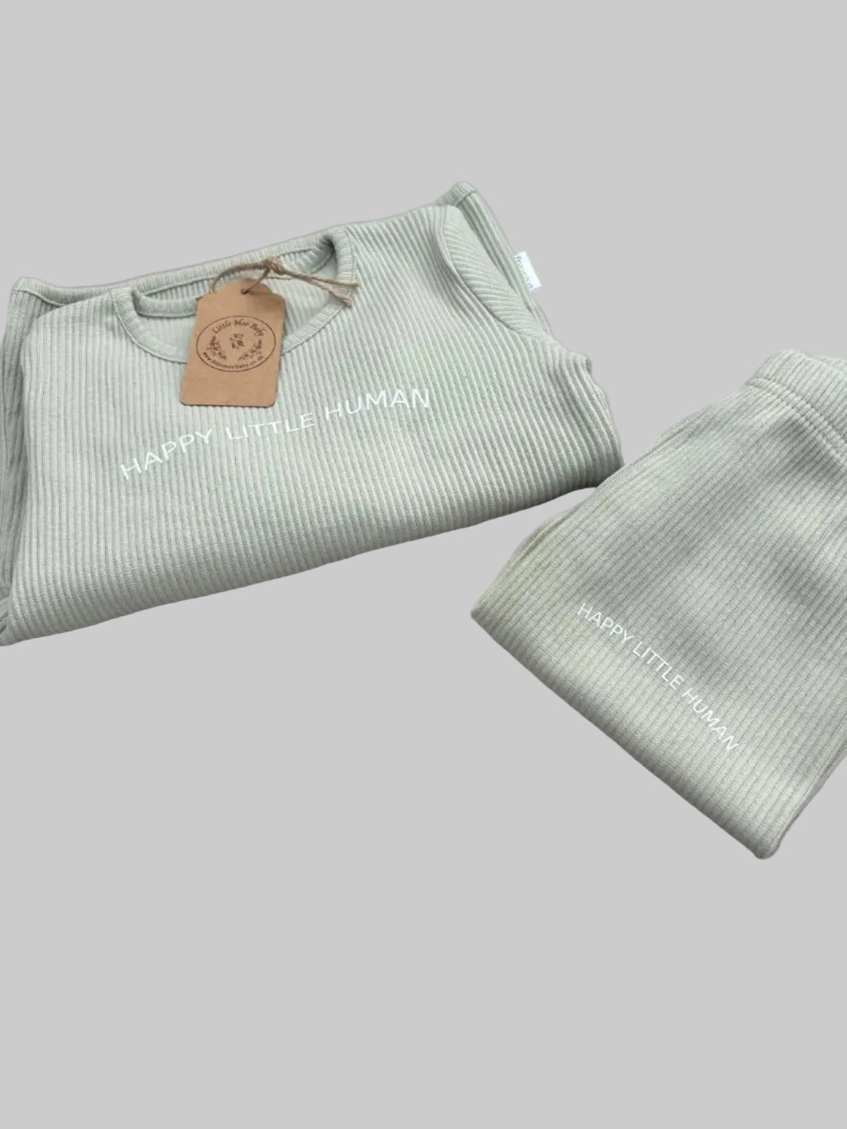 Sage Happy Little Human Loungewear Set - Little Moo Baby